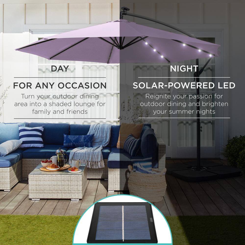 Lavender 10ft Market Patio Umbrella with Adjustable Tilt and LED Lights