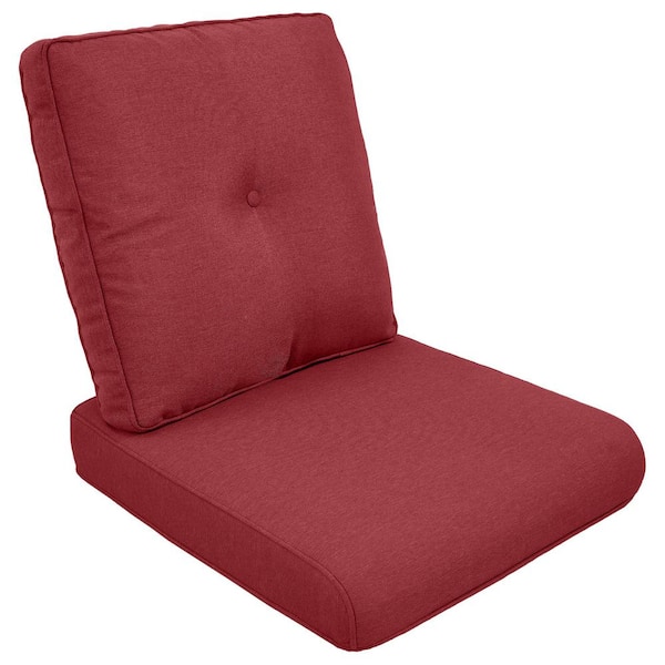 Loopyhoopy Modern 22 in. x 25 in. 2-Piece Deep Seating Outdoor Lounge Chair Cushion Set in Red with Center Button (2-Piece)