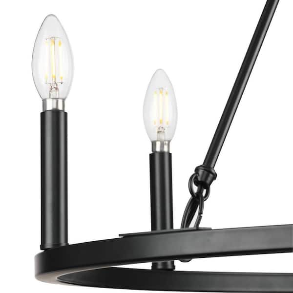 Progress Lighting Gilliam 6-Light Matte Black Farmhouse Chandelier