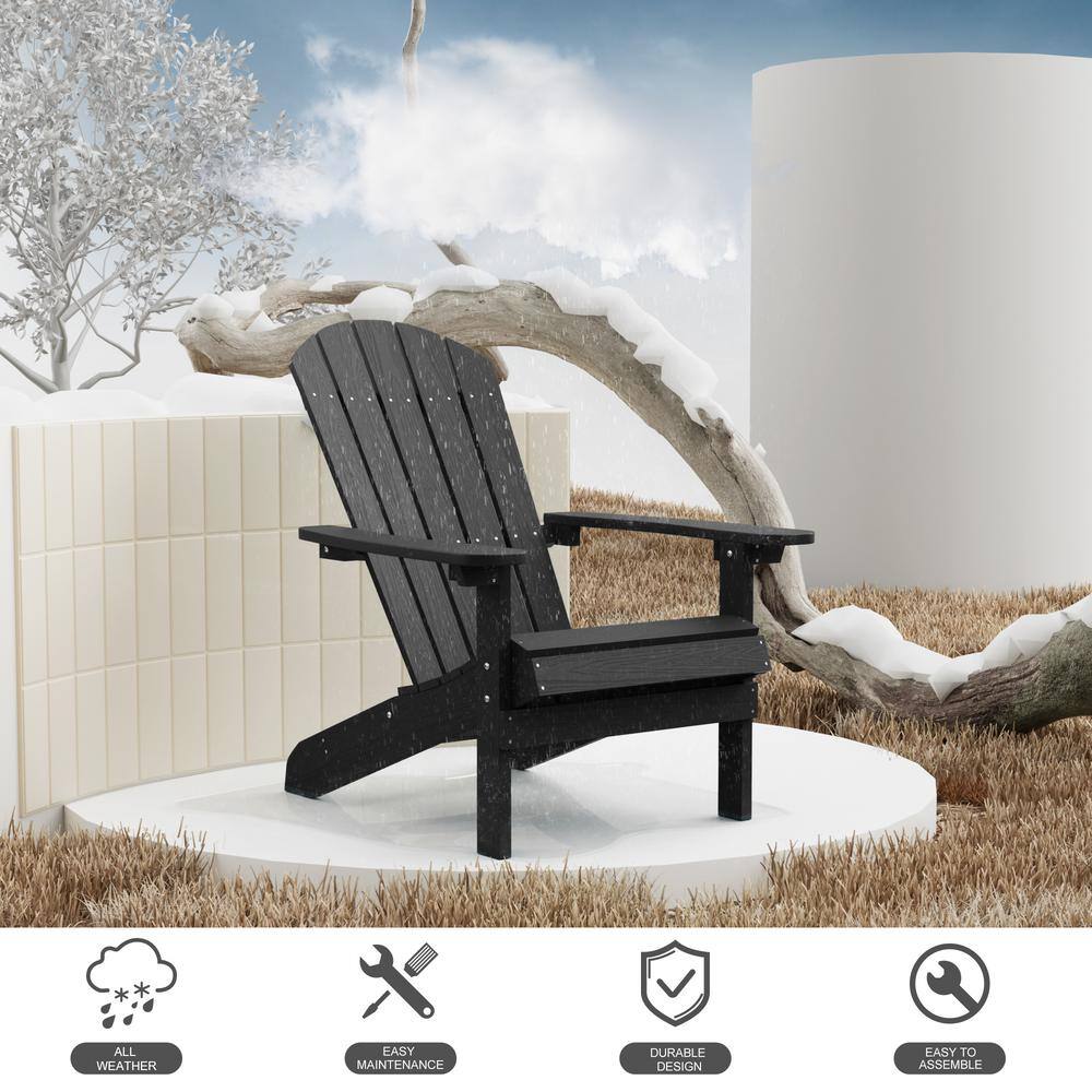 Black Plastic Adirondack Armchairs Set of 2