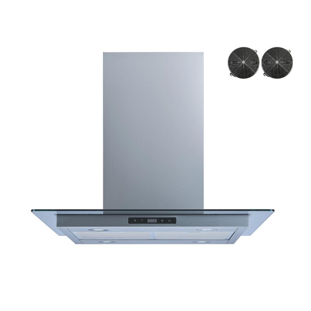 30 in. 500 CFM Convertible Island Range Hood in Stainless Steel with Mesh and Charcoal Filters and Touch Control