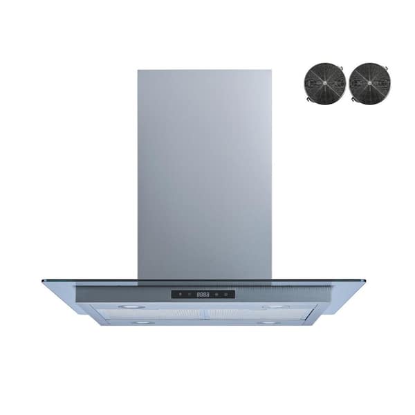 Winflo 30 in. 475 CFM Convertible Island Range Hood in Stainless Steel with Mesh and Charcoal Filters and Touch Control