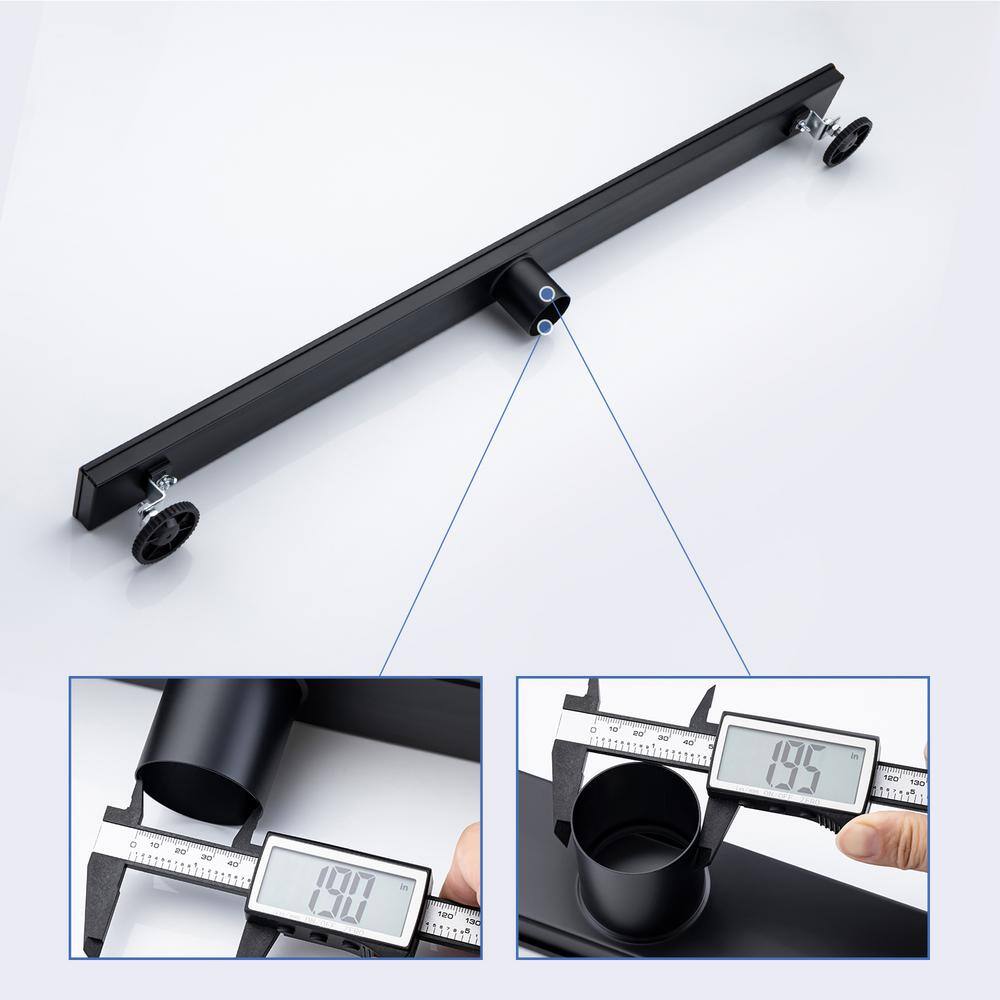 36'' Matte Black Stainless Steel Linear Grid Shower Drain