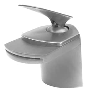 Wave Single Hole Single-Handle Bathroom faucet with Waterfall in Brushed Nickel
