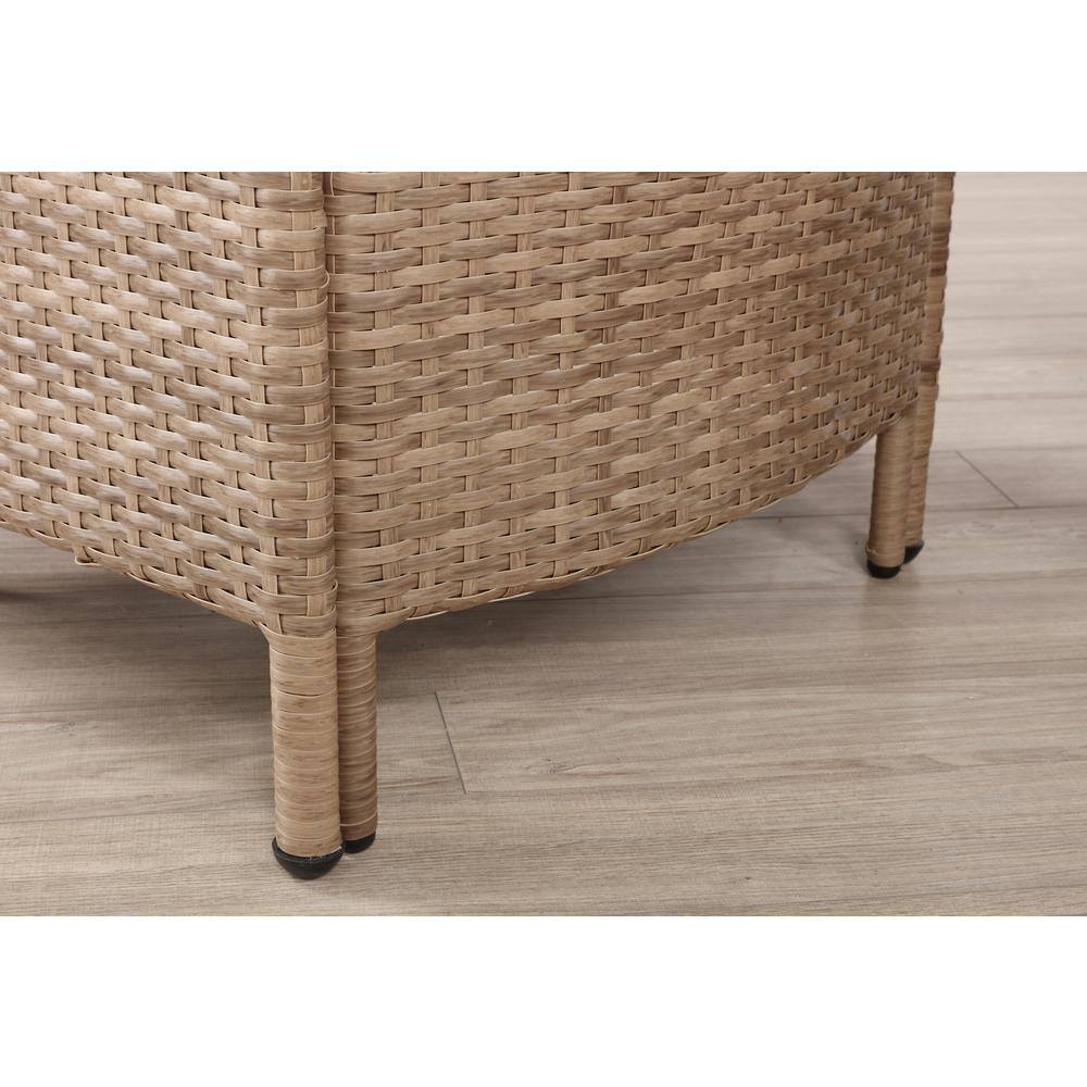 Kokoli 5-Piece Light Brown Wicker Outdoor Conversation Set with Gray Cushions