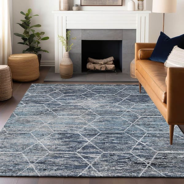 Chantille Machine Washable Indoor/Outdoor Abstract ACN1724 Blue 8 ft. x 10 ft. Area Rug