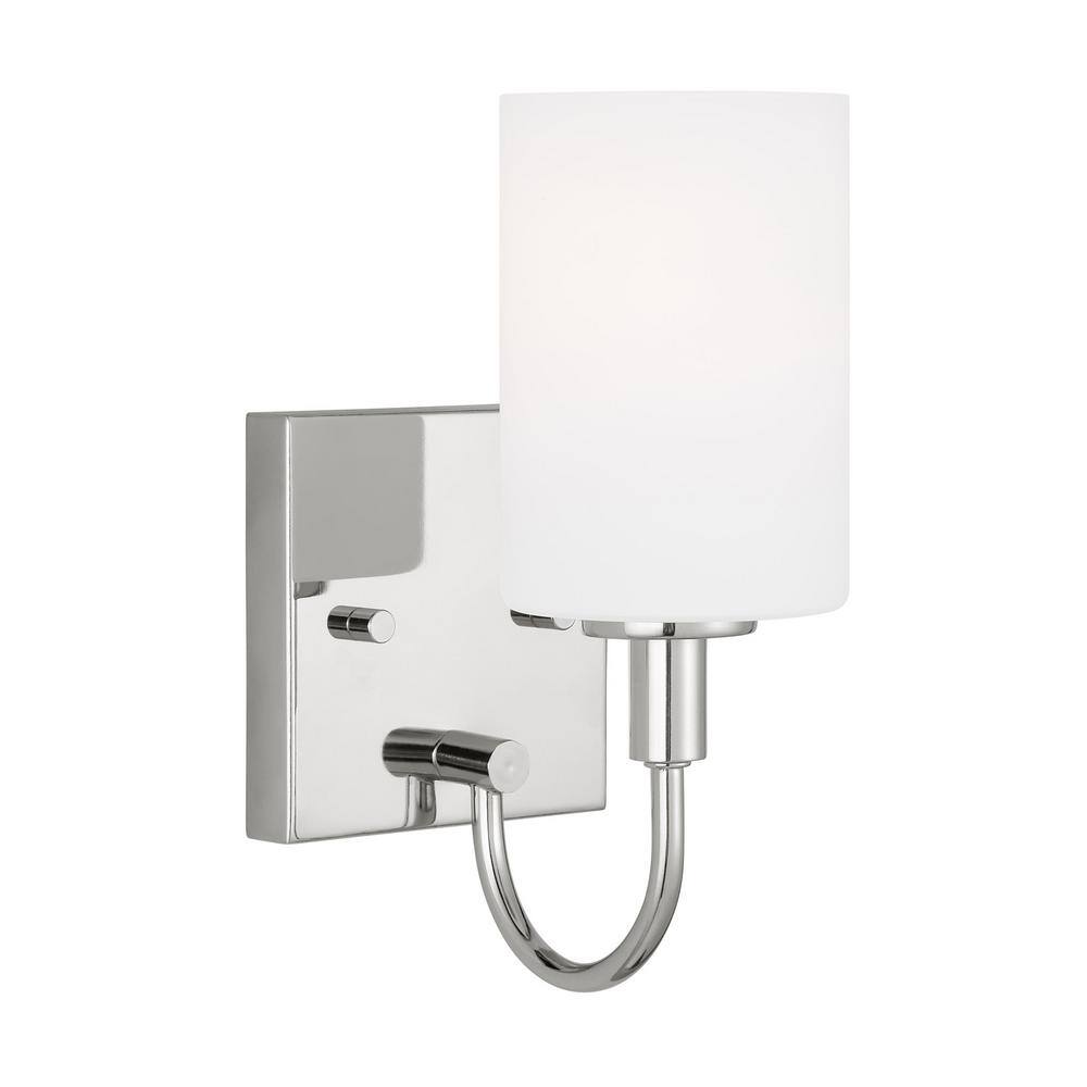 Foxdale Chrome Cylinder Vanity Wall Sconce with Etched Glass