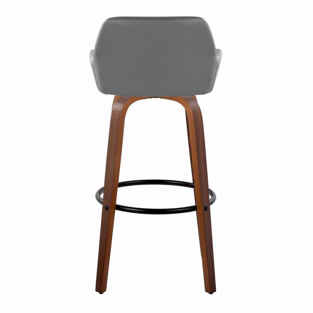 Daniella 30" Dark Gray Walnut Wood Swivel Barstool Set