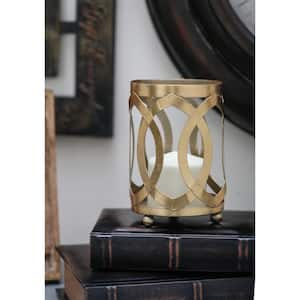CosmoLiving by Cosmopolitan Gold Metal Pillar Hurricane Lamp 042815 - The  Home Depot