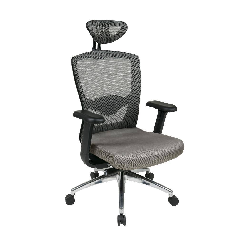 Office Star Products Grey ProGrid High Back Chair with Headrest