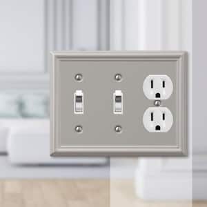 Ascher 3 Gang 2-Toggle and 1-Duplex Steel Wall Plate - Brushed Nickel