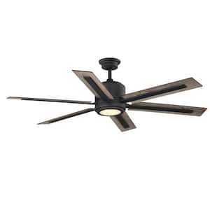 Palermo Grove 60 in. 6-Blade LED Indoor Gilded Iron Farmhouse Dual Mount Ceiling Fan with Light and Remote Control