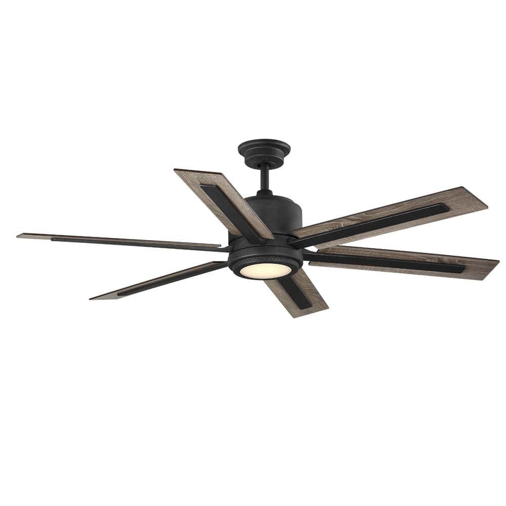 Palermo Grove 60 in. 6-Blade LED Indoor Black Farmhouse Ceiling Fan with Remote Control with Color Changing Technology price history on PriceWatchPro