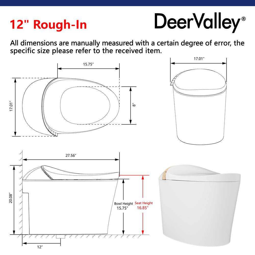 White Tankless Smart Elongated Toilet with Heated Seat