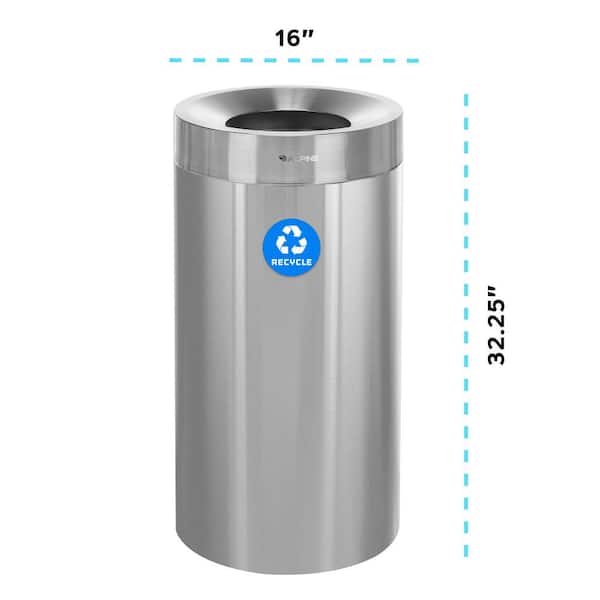 Alpine Industries 27 Gal. Stainless Steel Open Top Tall Recycling