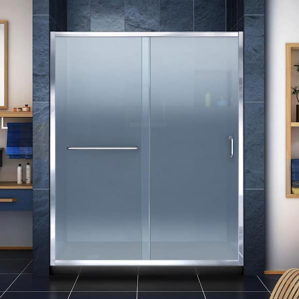 DreamLine Infinity-Z 32 in. x 60 in. Semi-Frameless Sliding Shower Door in Chrome with Left Drain Shower Base in Black