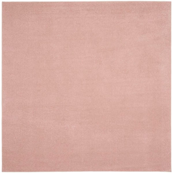 Nourison Essentials 7 ft. x 7 ft. Pink Square Solid Indoor/Outdoor Patio Rug