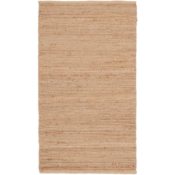 Nourison Natural Jute Natural 3 ft. x 5 ft. Solid Contemporary Kitchen Area Rug