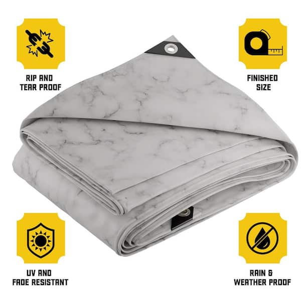CORE TARPS 10 ft. X 12 ft., Marble/White, Extreme Heavy Duty 20