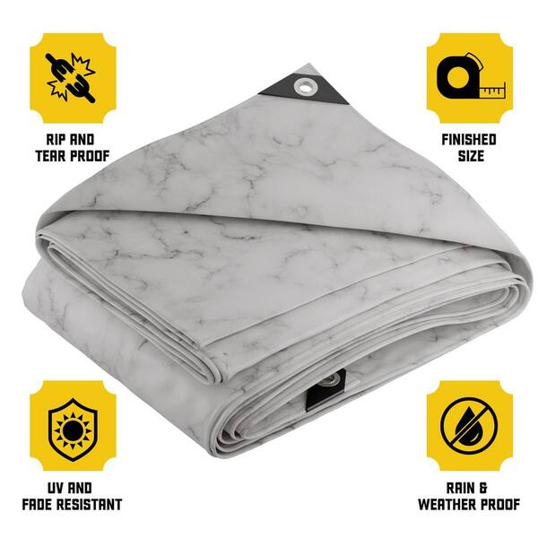CORE TARPS 12 ft. X 12 ft., Marble/White, Extreme Heavy Duty 20