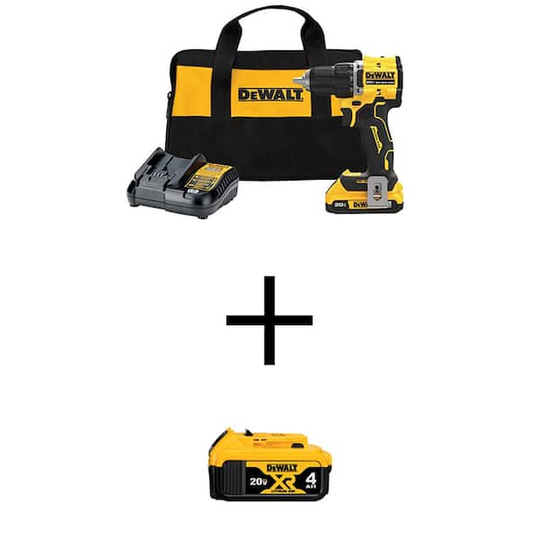 DEWALT ATOMIC 20-Volt Lithium-Ion Cordless Compact 1/2 in. Drill/Driver Kit with 4.0Ah Battery, 2.0Ah Battery, Charger and Bag