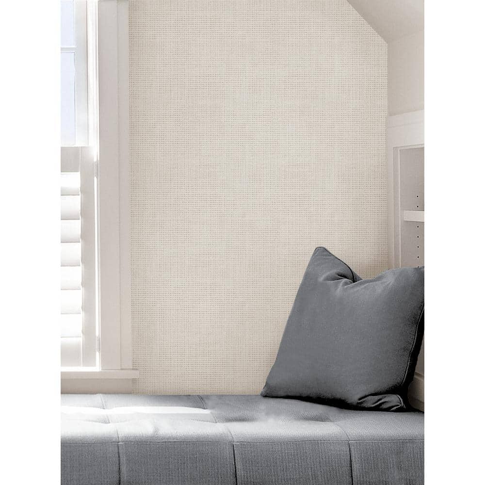 Cream Distressed Linen Textured Peel and Stick Wallpaper