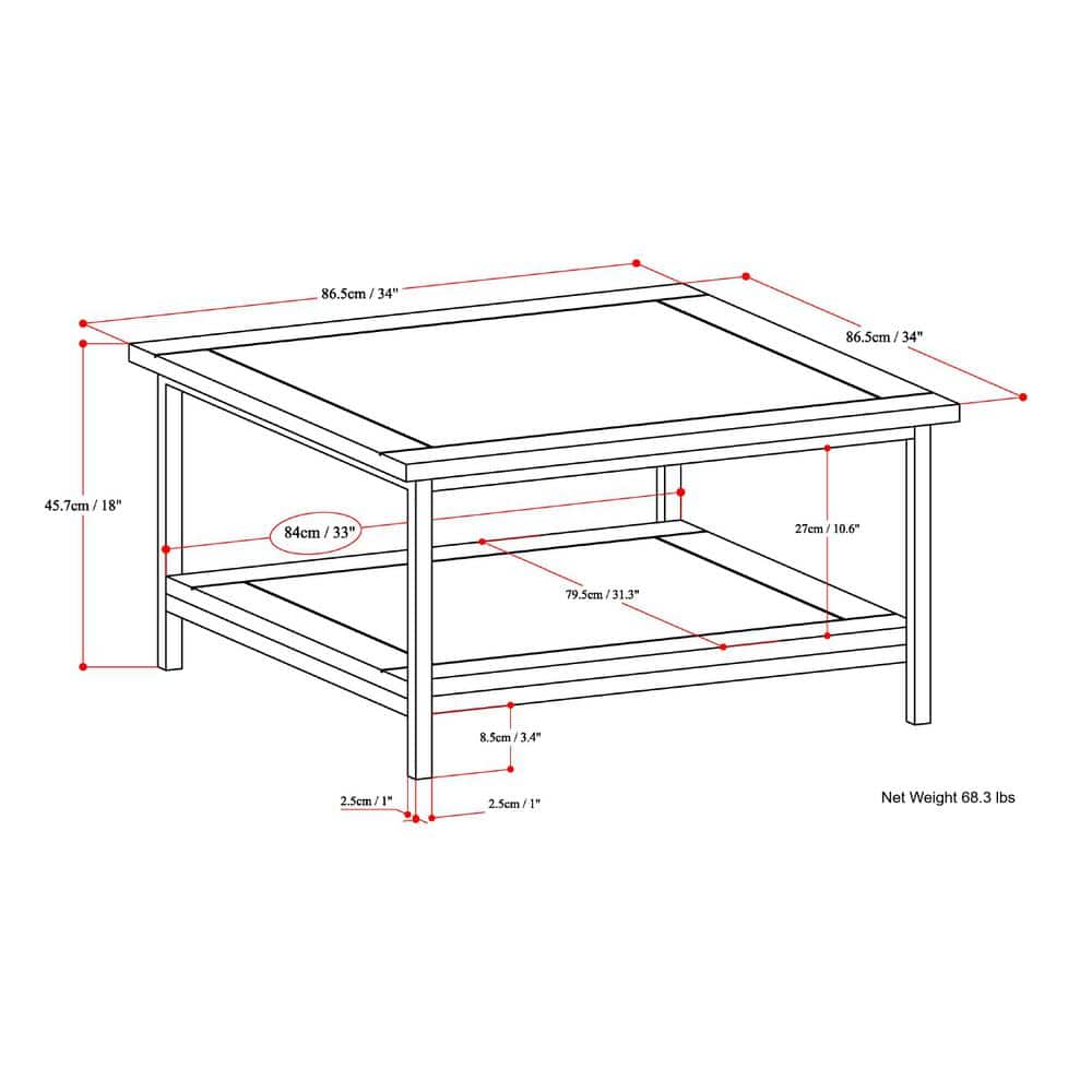 Modern Industrial Black Metal Square Coffee Table with Storage
