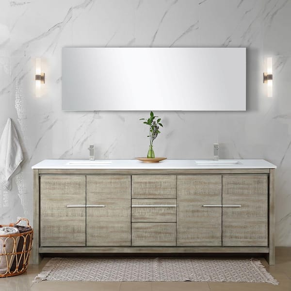 Lexora Lafarre 80 in W x 20 in D Rustic Acacia Double Bath Vanity and Cultured Marble Top