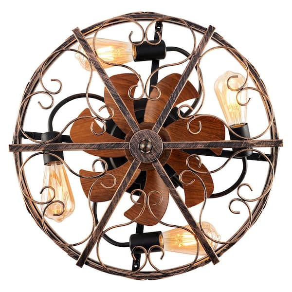Lasaideal Thalovis 20 in. 4-Light Indoor Antique Bronze Flush