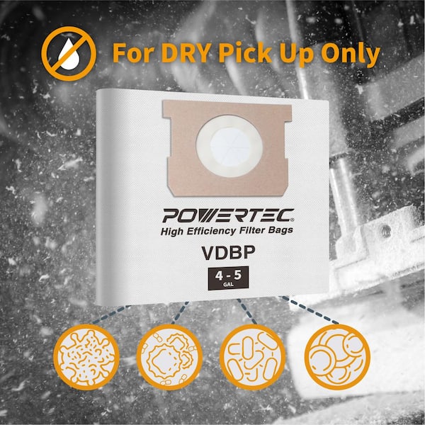 3 Borse In Pile Autopulenti POWERTEC 75043 Per Aspirapolvere Vacmaster VK811PH E VK1011SIWTH - Nuove