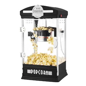 4 oz. Black Big Bambino Popcorn Machine with 12 Pack of All-In-One Popcorn Kernel Packets, Scoop, and Bags - 1.5 Gal.