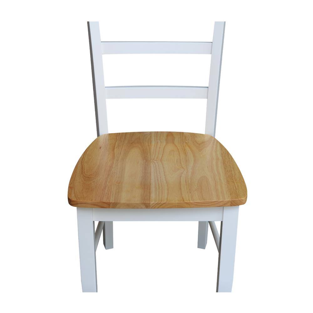White and Natural Wood Ladderback Side Chair