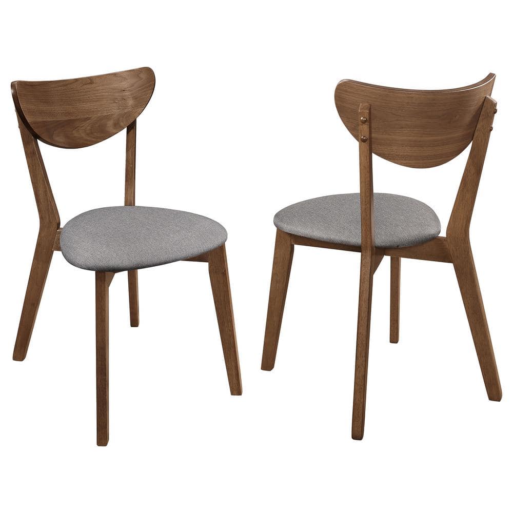 Gray and Natural Walnut Upholstered Low Side Chair