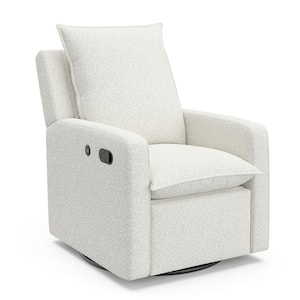 Timeless Ivory Boucle Polyester Upholstered Recliner With USB