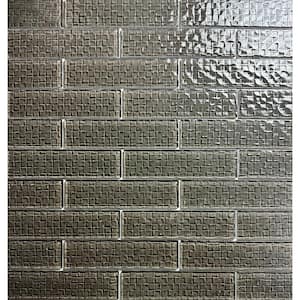 Coastal Taupe 2 in. x 8 in. Glossy Textured Glass Subway Tile (9 sq. ft./Case)