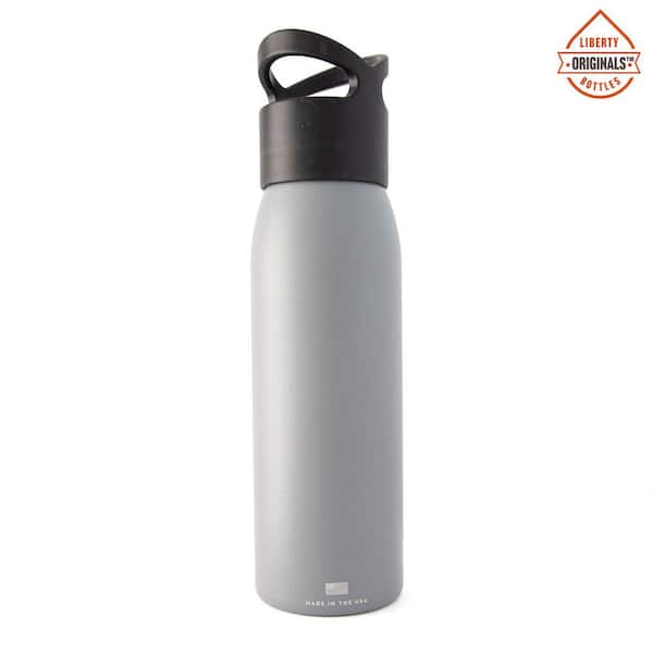Liberty 24 oz. Charcoal Reusable Single Wall Aluminum Water Bottle with Threaded Lid, Grey