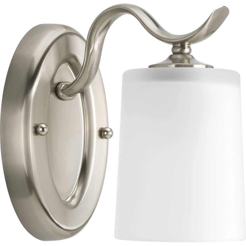 Brushed Nickel 9" Wall Sconce with Etched Glass Shade