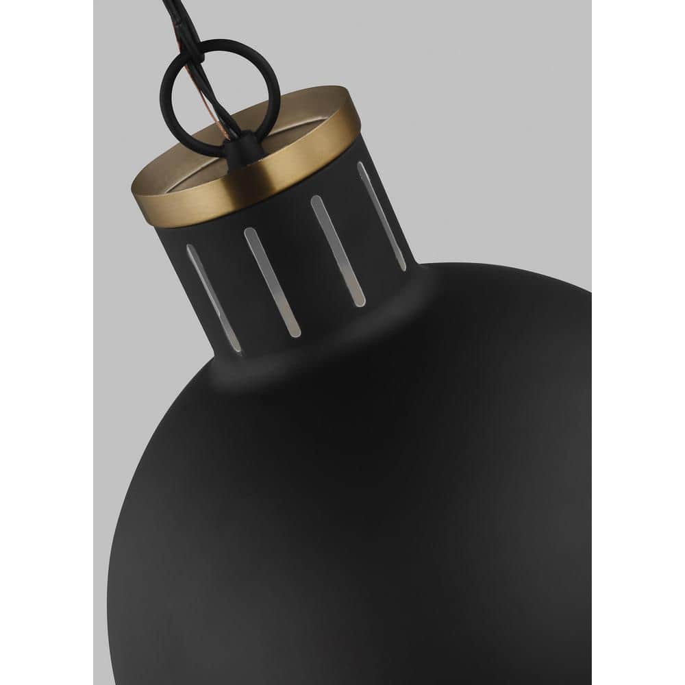 Midnight Black 18" Globe Pendant with Milk Glass Shade