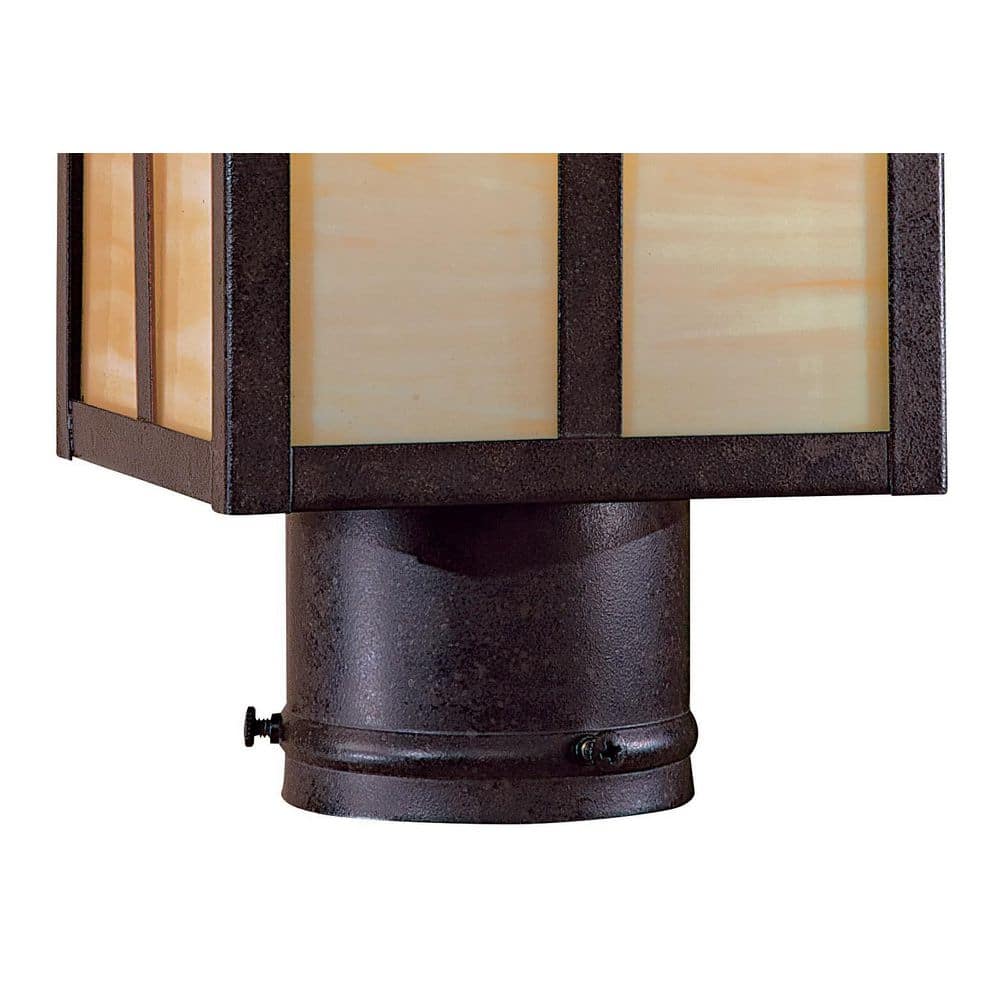 Scottsdale II Textured French Bronze Outdoor Post Light with Honey Opal Glass