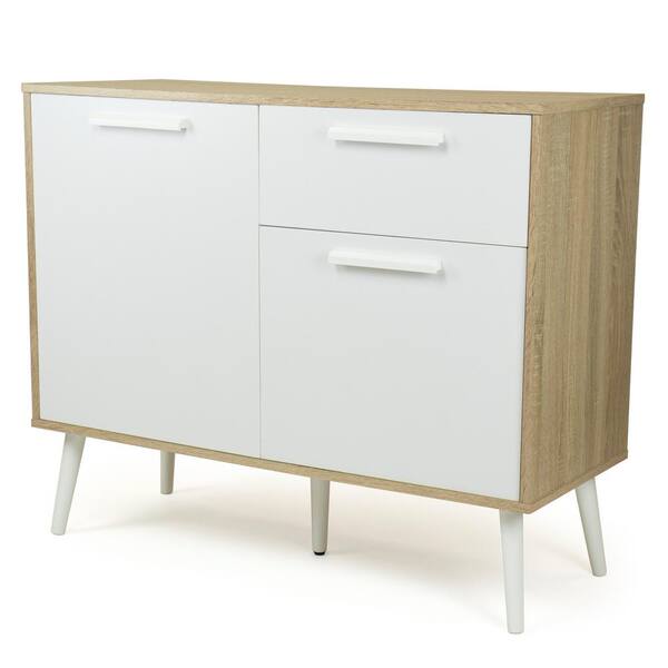 Humble Crew Stockholm 39"W White Dining Buffet Table with Storage and Adjustable Shelving