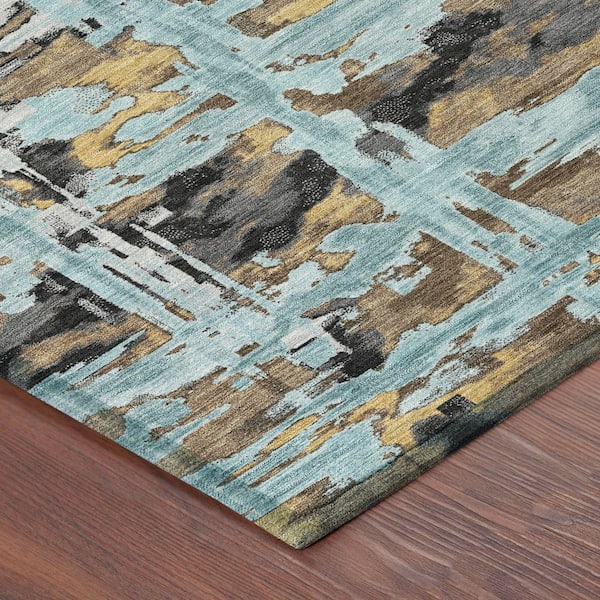 Chantille Machine Washable Indoor/Outdoor Abstract ACN2627 Teal 10 ft. x 14 ft. Area Rug