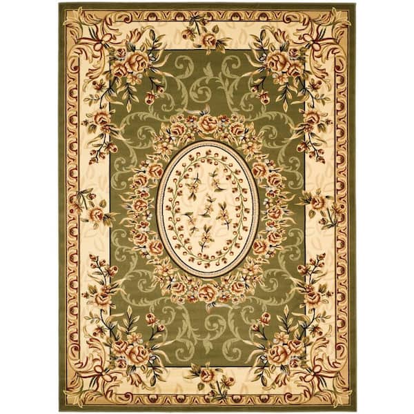 SAFAVIEH Lyndhurst Sage/Ivory 8 ft. x 11 ft. Floral Medallion Border Area Rug