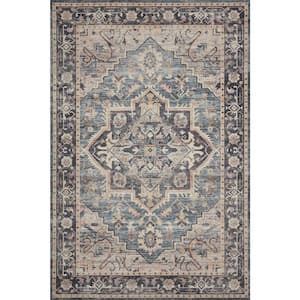 Hathaway Navy/Multi 9 ft. x 12 ft. Traditional Distressed Printed Area Rug