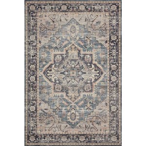 Hathaway Navy/Multi 2 ft. x 5 ft. Traditional Distressed Printed Area Rug