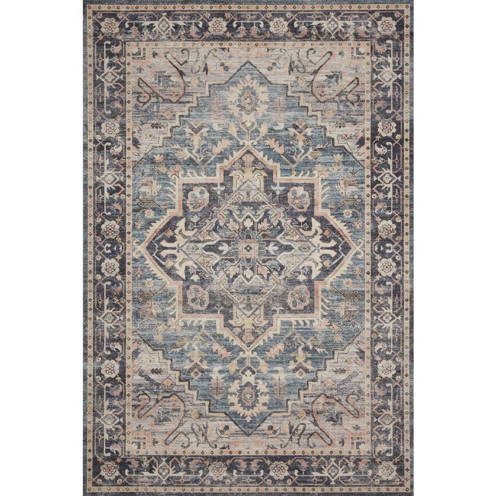 Hathaway Navy and Multi Traditional Distressed Area Rug