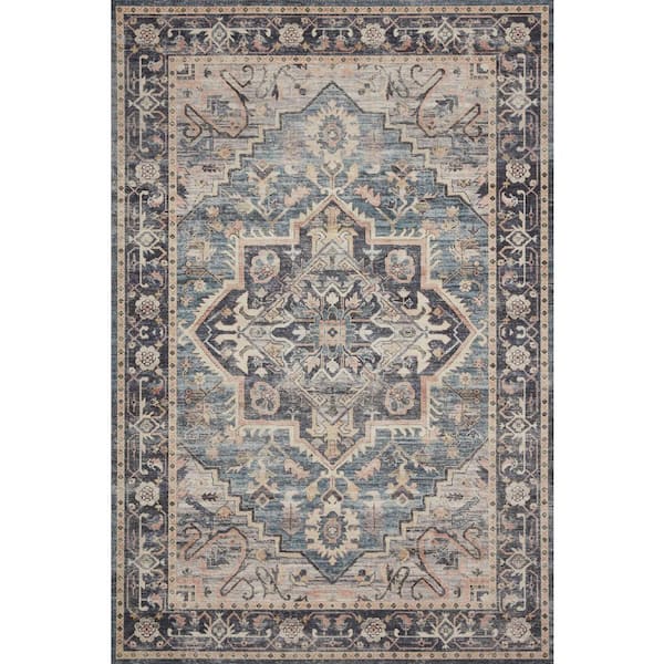 LOLOI II Hathaway Navy/Multi 9 ft. x 12 ft. Traditional Distressed