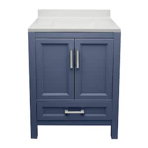Nevado 25 in. W x 19 in. D x 36 in. H Bath Vanity in Blue with White Cultured Marble Top Single Hole