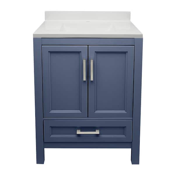 Ella Nevado 25 in. W x 19 in. D x 36 in. H Bath Vanity in Blue with White Cultured Marble Top Single Hole