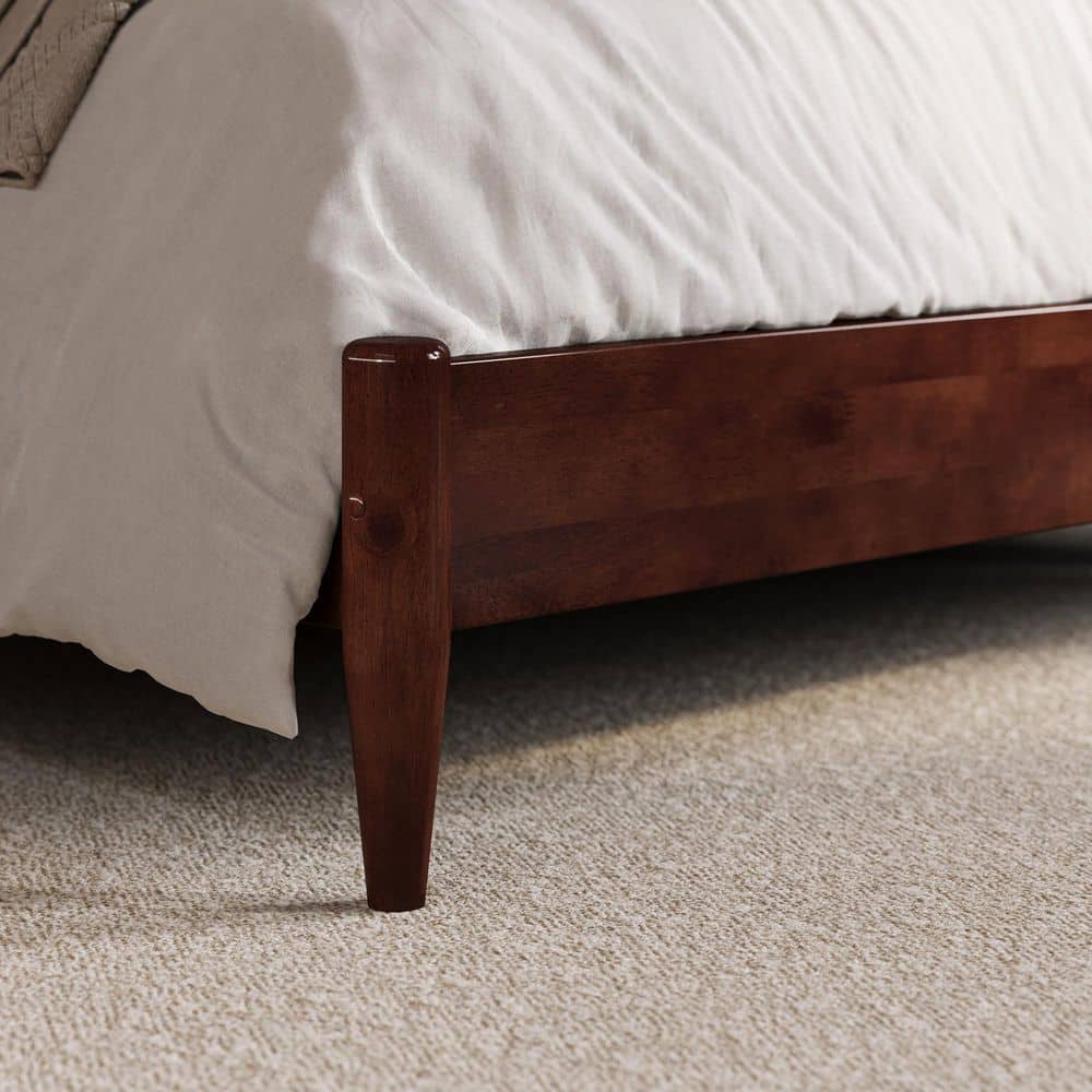 Charlotte Walnut King Solid Wood Low Profile Platform Bed