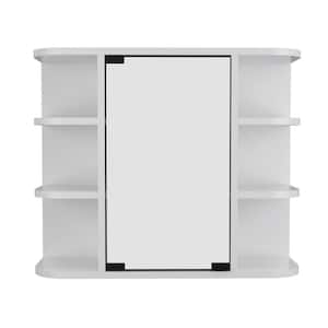 23.6 in. W x 19.6 in. H Rectangular White Wall Surface Mount Bathroom Storage Medicine Cabinet with Mirror and Shelves